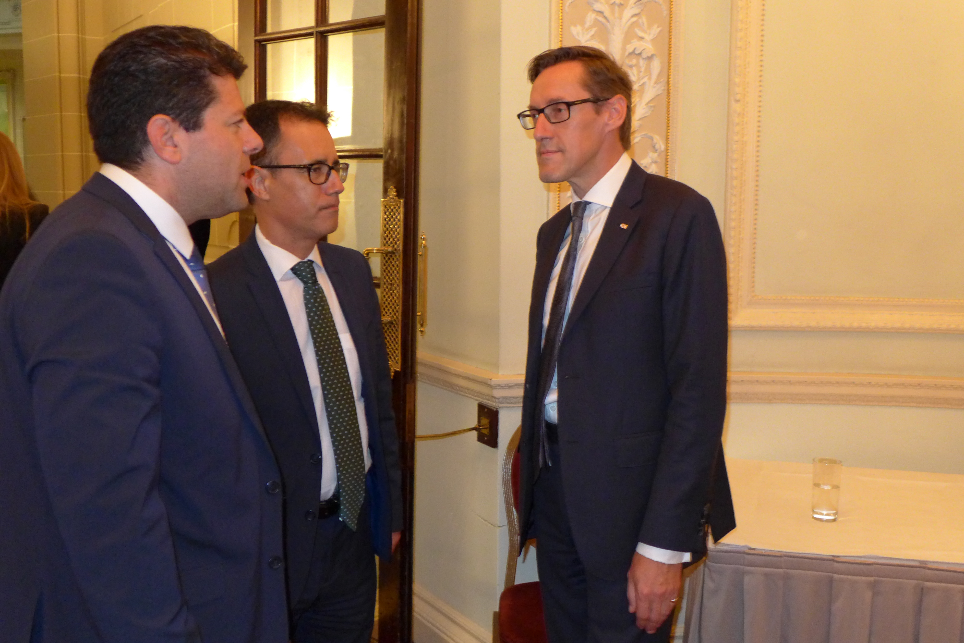 Mr Picardo and Dr Garcia welcomed by the Chief Minister of Jersey Ian Gorst