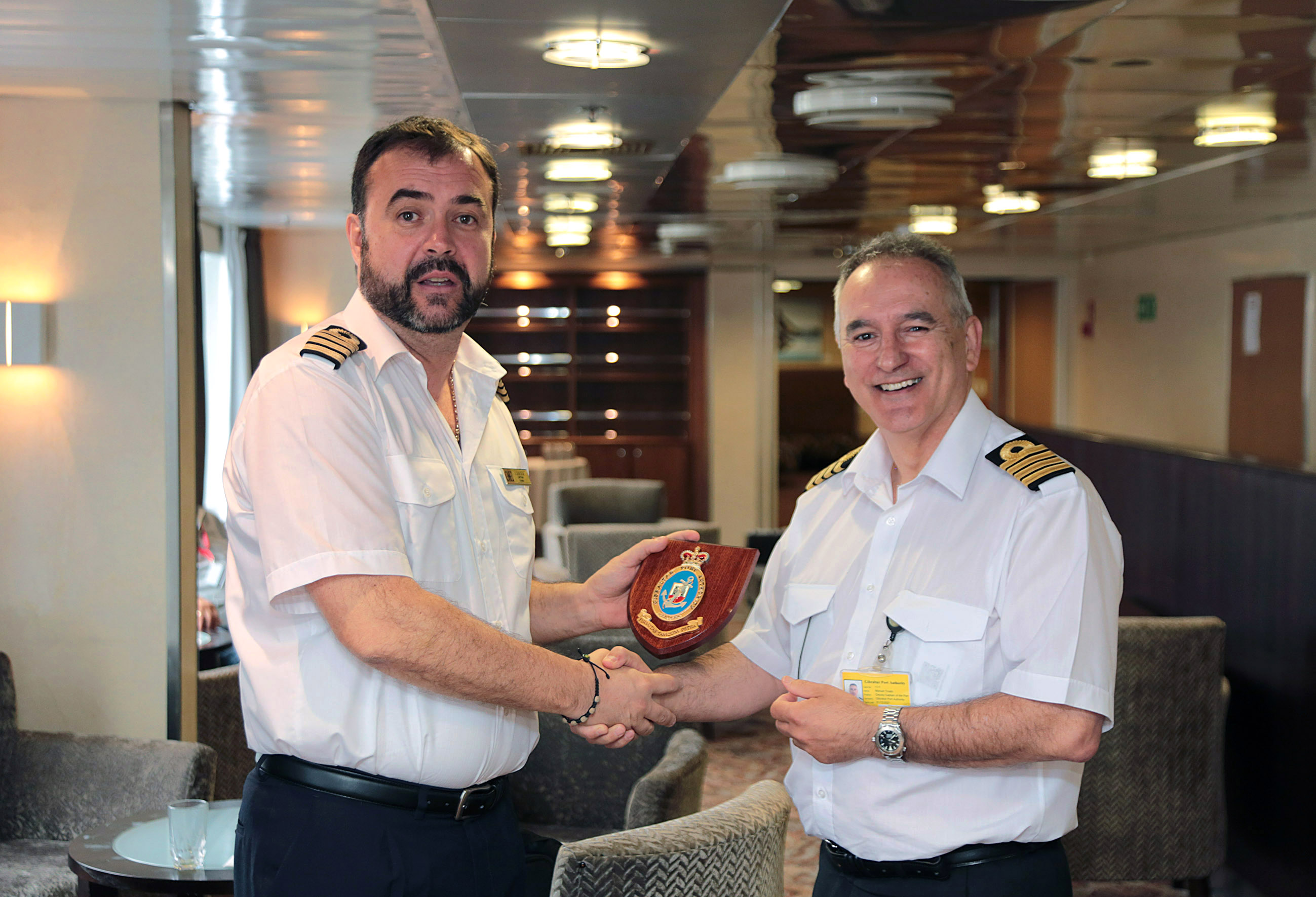 Captain Luksa Plecas with Deputy Captain of the Port, Manolo Tirado,