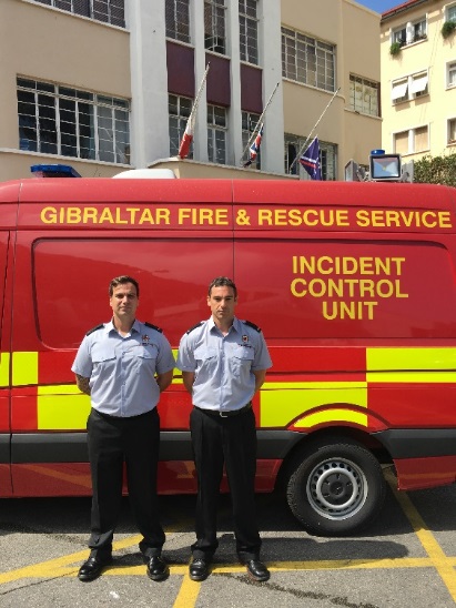Leading Firefighters Martin Posso & Chisum Sanchez who recently attended the Fire Service College, UK