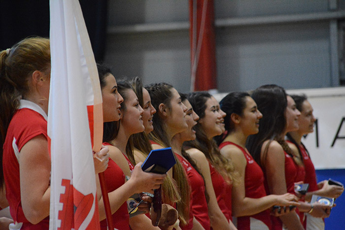 The Gibraltar squad sing the national anthem