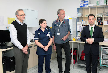 Dr Francis Heyes – A&E Consultant, Elaine Ferro – Sister at A&E, Dr Albrecht Kussner - Associate Specialist for A&E, Minister Costa