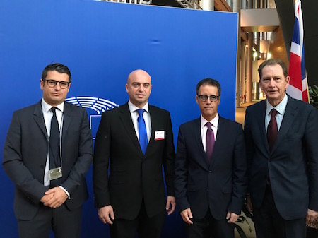 Deputy Chief Minister at European Parliament in Strasbourg with Sir Graham Watson, Caine Sanchez and Daniel D’Amato