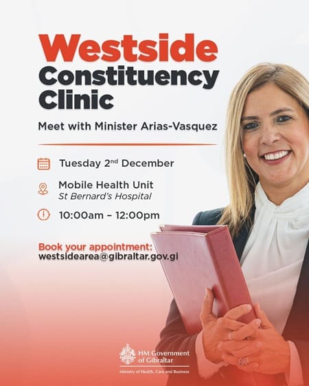 Minister Arias-Vasquez to host Constituency Clinic on 2nd December 2025