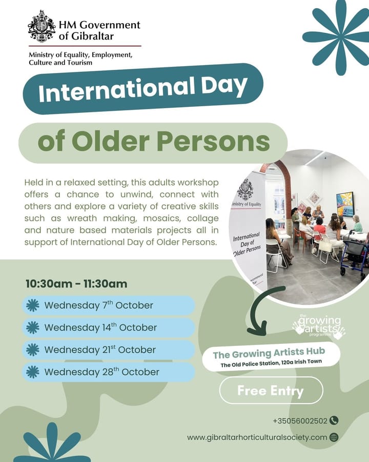 Ministry of Equality Announces Further Events to Mark International Day of Older Persons