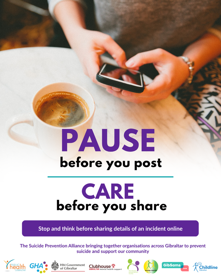 Public Health Gibraltar and Suicide Prevention Alliance launch 'Pause Before You Post, Care Before You Share' campaign